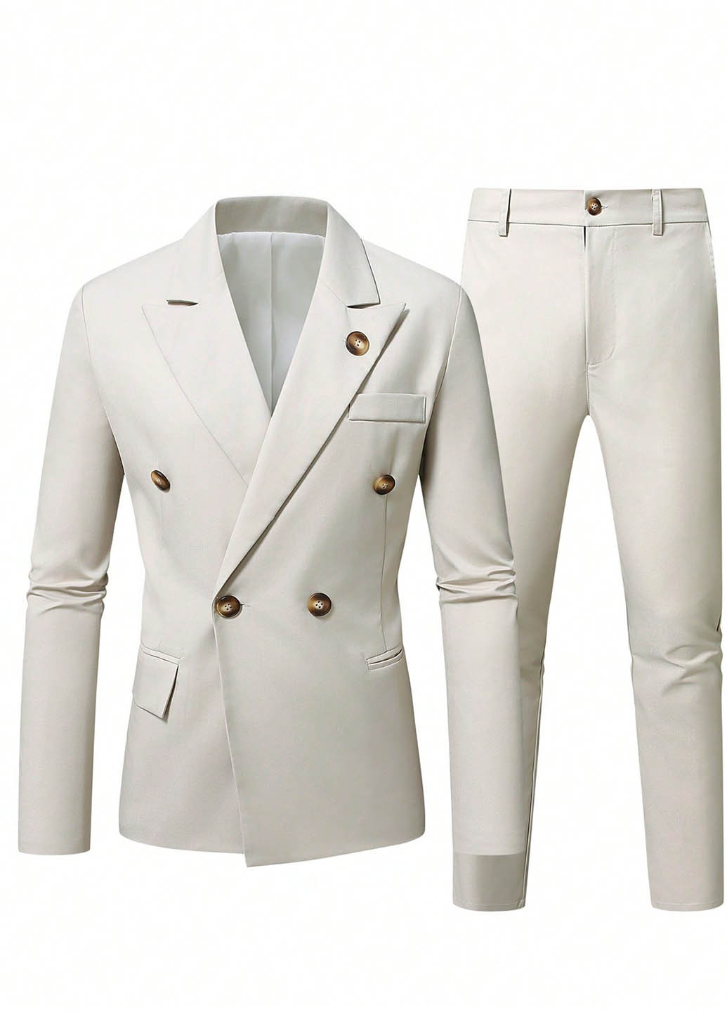 Светло-бежевый демисезонный костюм (пиджак, брюки) брючный SHEIN