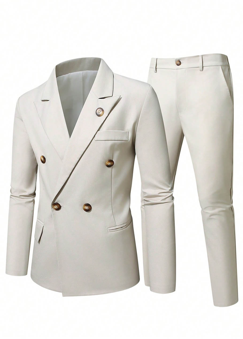 Светло-бежевый демисезонный костюм (пиджак, брюки) брючный SHEIN