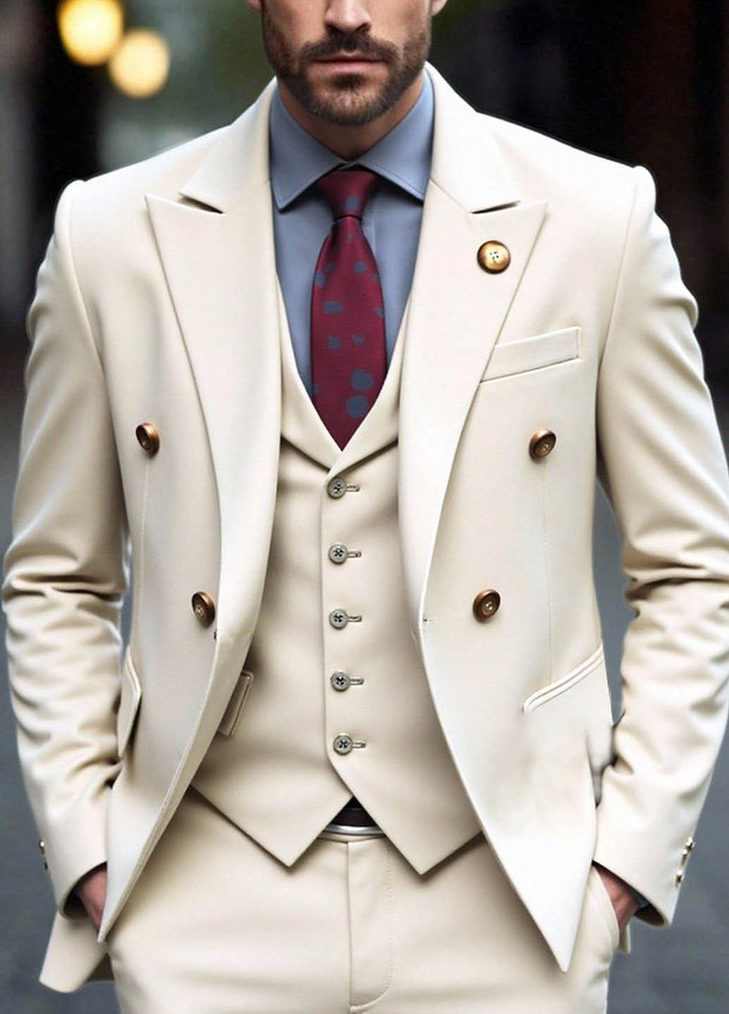 Светло-бежевый демисезонный костюм (пиджак, брюки) брючный SHEIN