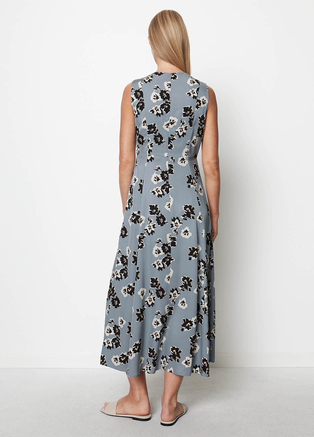 Сіро-синя кежуал сукня кльош Marc O'Polo з квітковим принтом