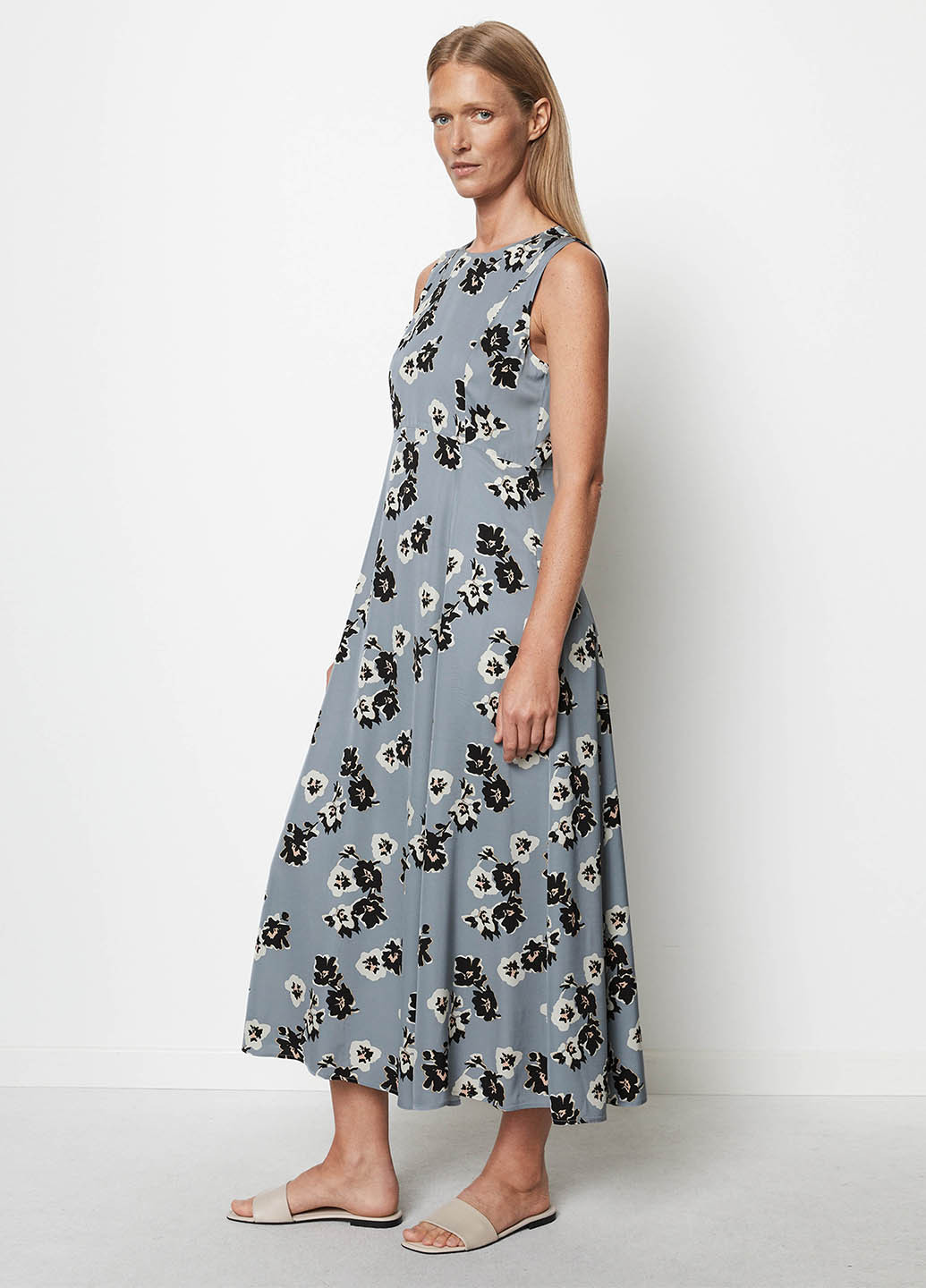 Сіро-синя кежуал сукня кльош Marc O'Polo з квітковим принтом