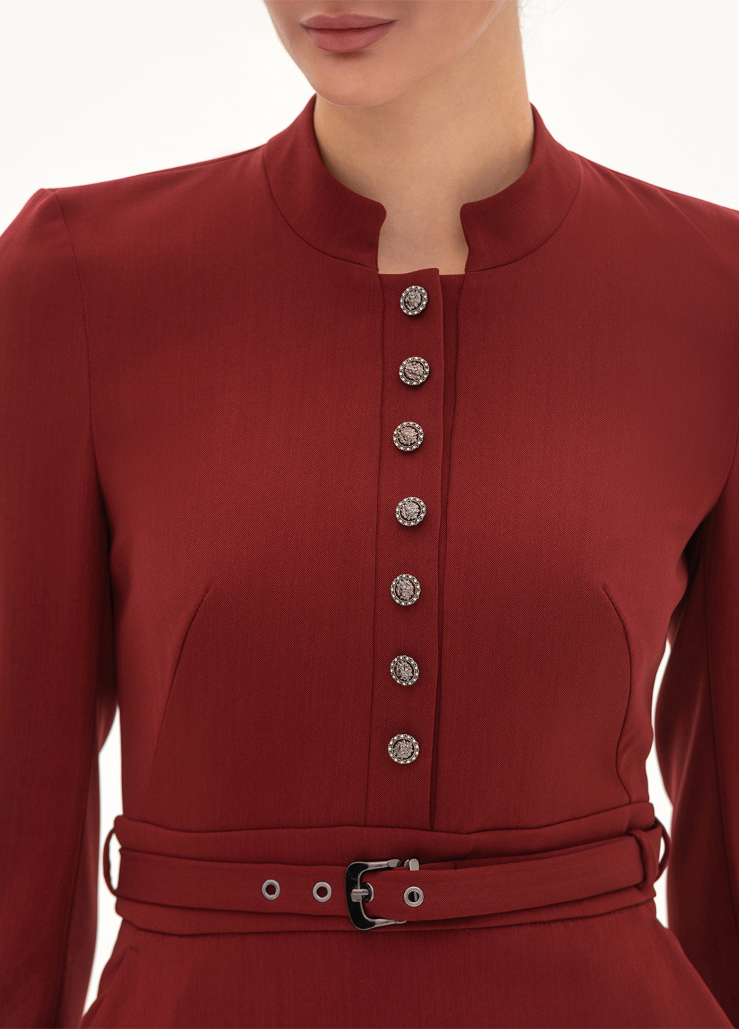 Терракотовое деловое платье футляр BGL однотонное