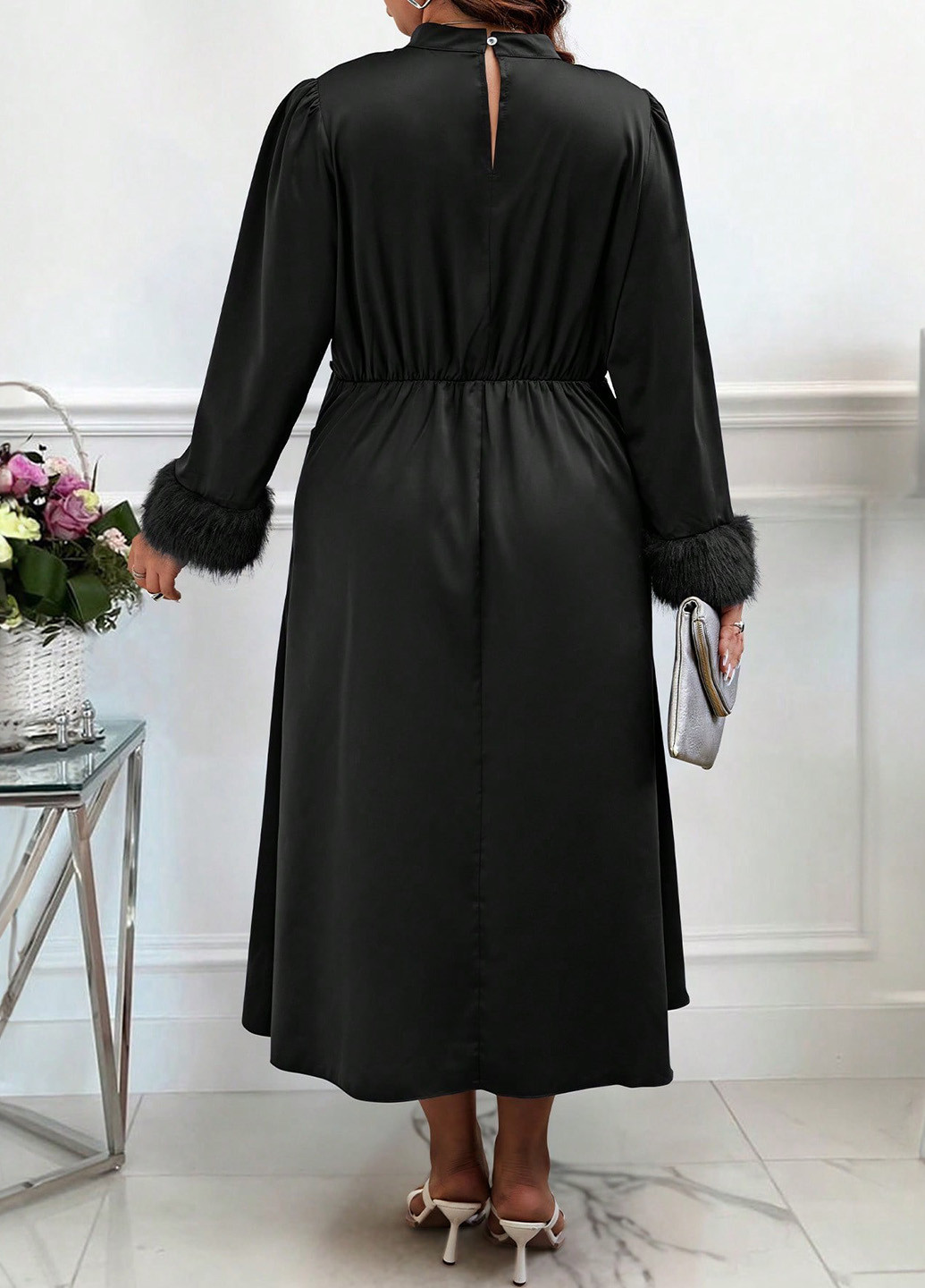 Чорна вечірня, кежуал сукня SHEIN однотонна