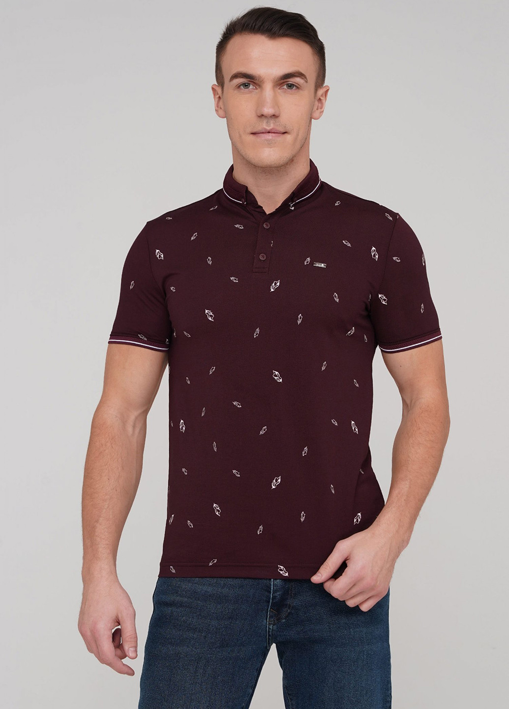Темно-бордовая футболка-поло для мужчин Trend Collection с рисунком