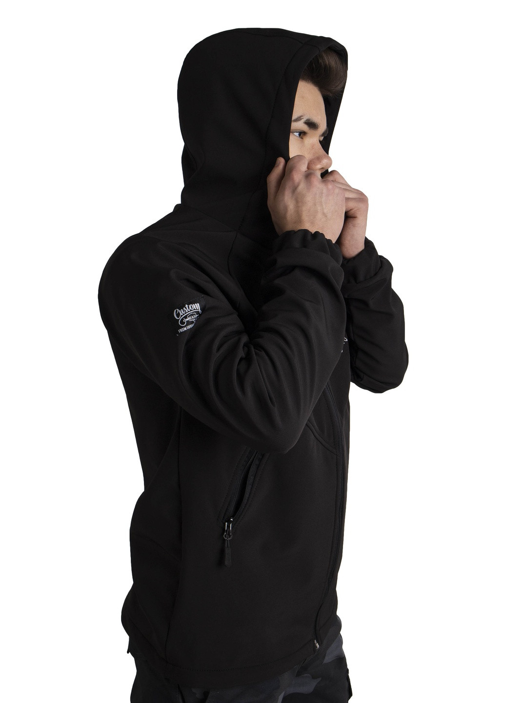 Черная демисезонная куртка soft shell черная Custom Wear