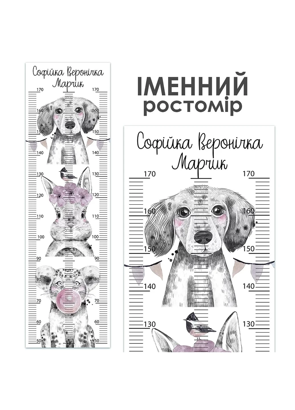 Ростомір іменний Трійня для трьох дітей 3001 HeyBaby (254326225)