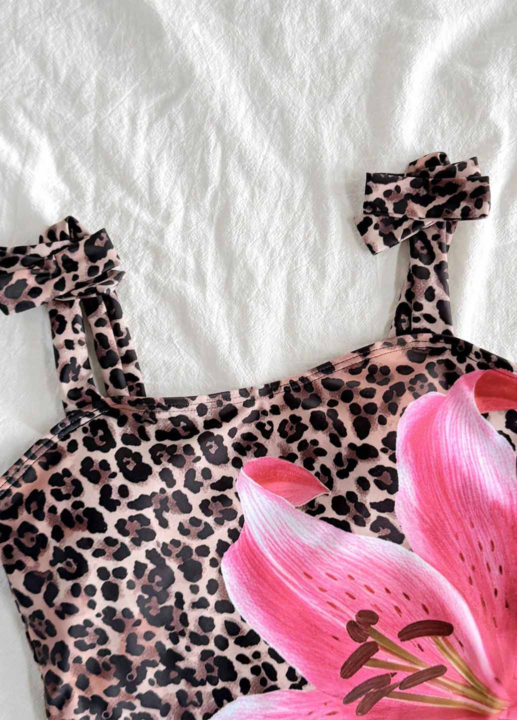 Коричневый летний купальник слитный SHEIN