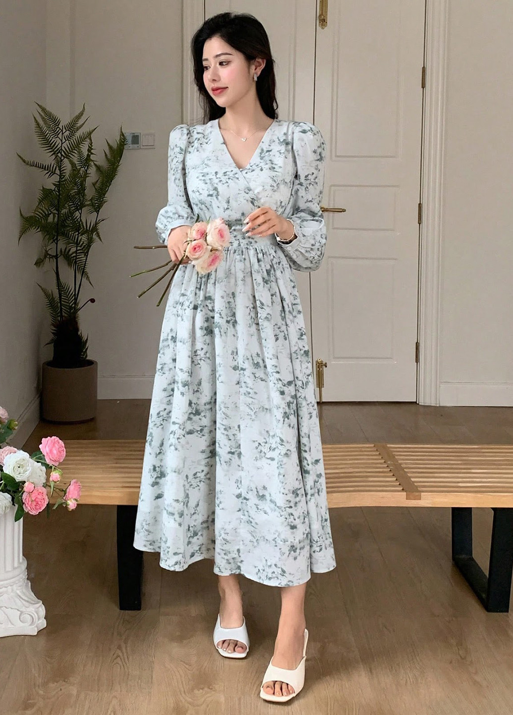 Білий кежуал сукня а-силует SHEIN з квітковим принтом