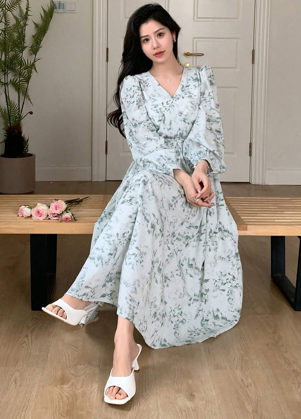 Білий кежуал сукня а-силует SHEIN з квітковим принтом