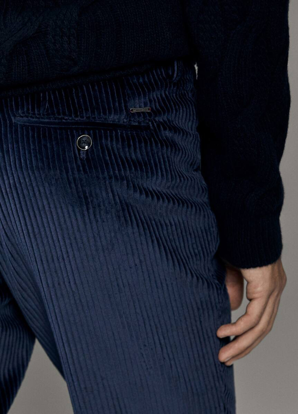 Темно-синие кэжуал демисезонные прямые брюки Massimo Dutti