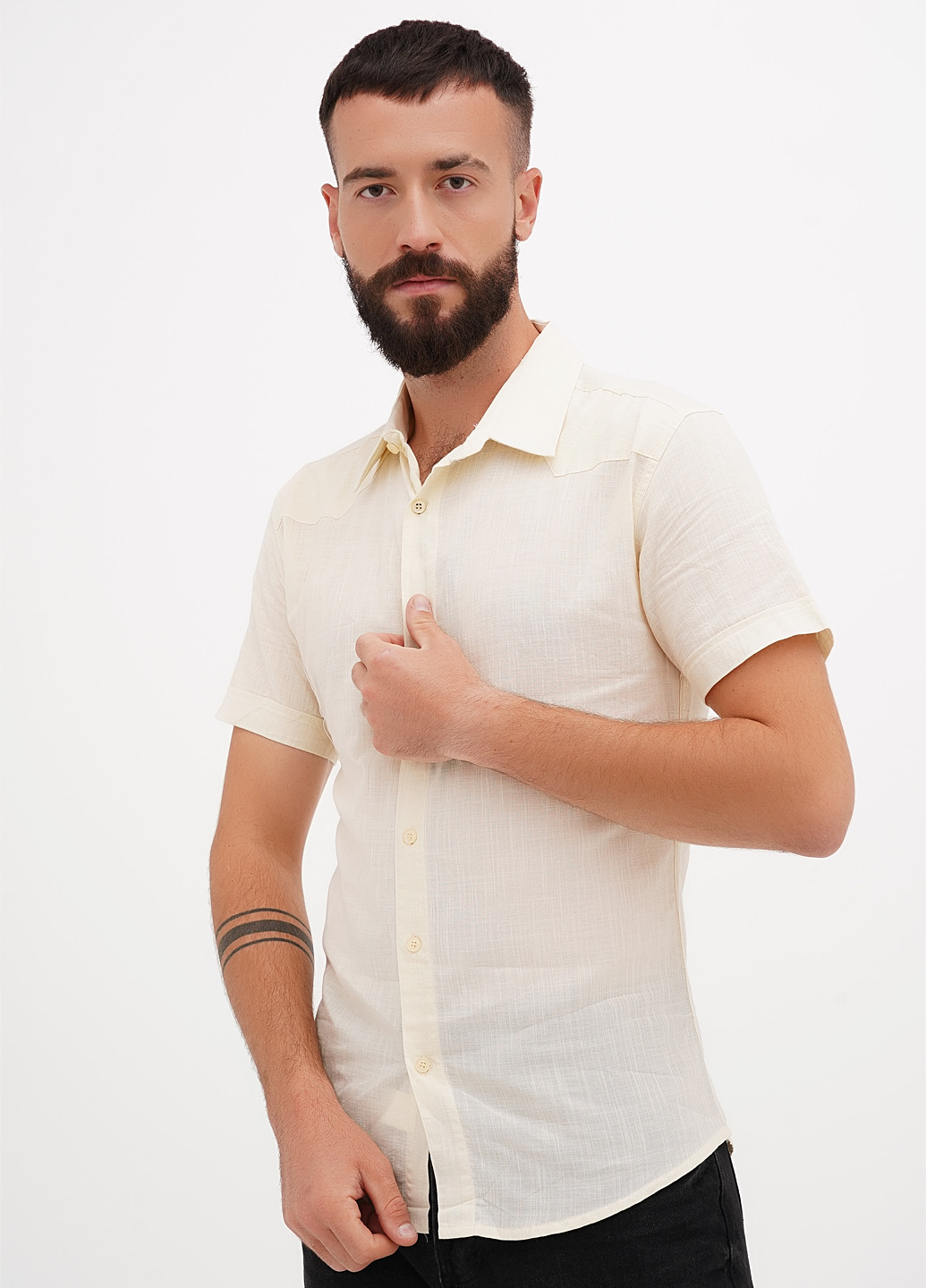 Бежевая кэжуал рубашка однотонная Wolfmarks