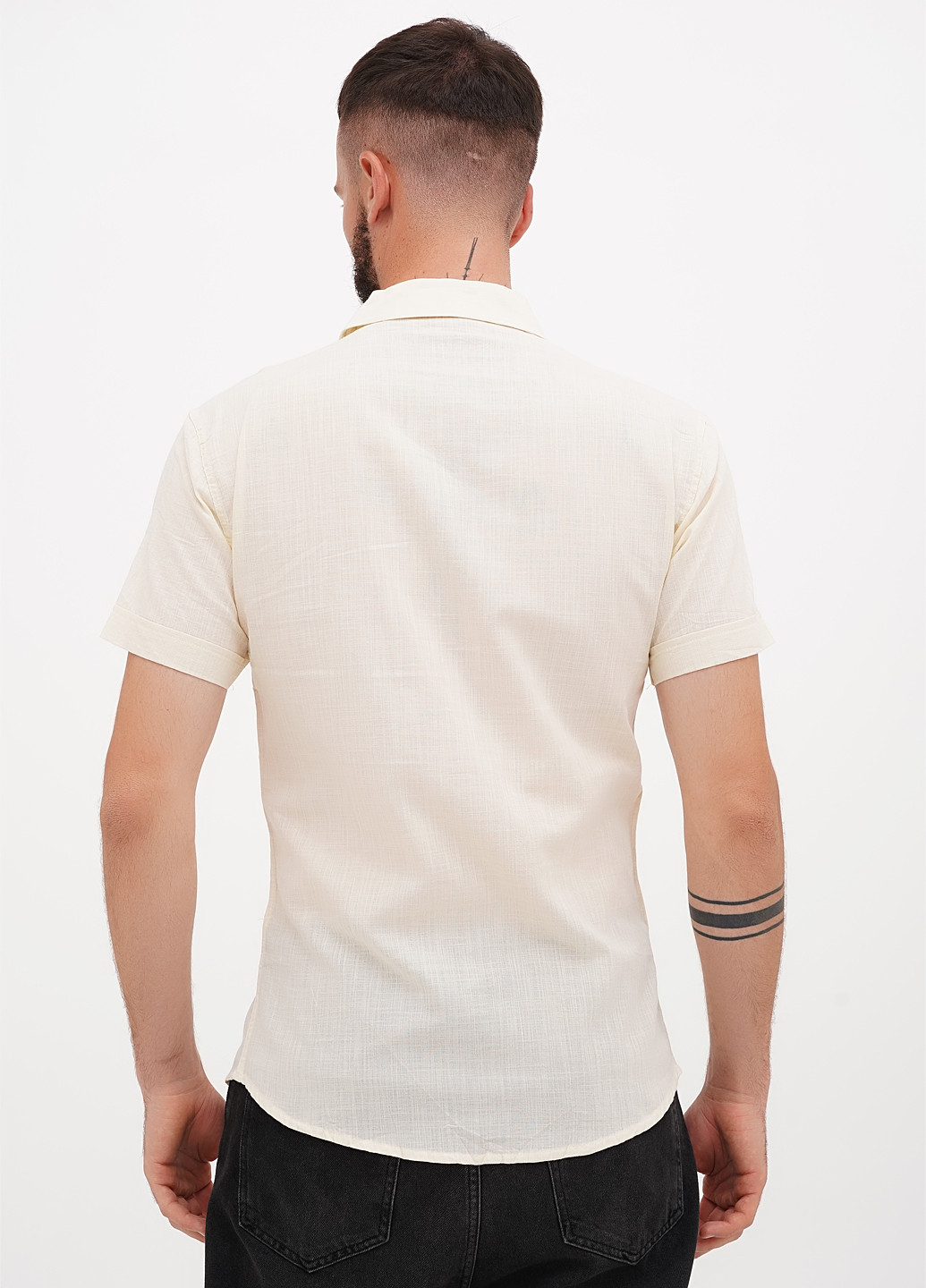 Бежевая кэжуал рубашка однотонная Wolfmarks