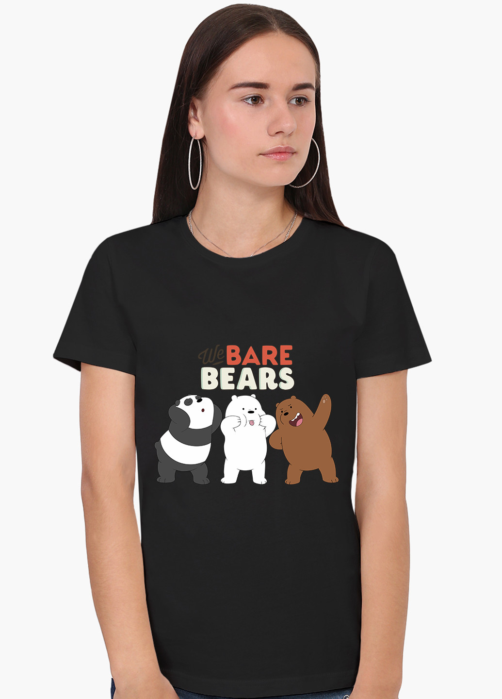 Чорна демісезон футболка жіноча вся правда про ведмедів (we bare bears) (8976-2667) xxl MobiPrint
