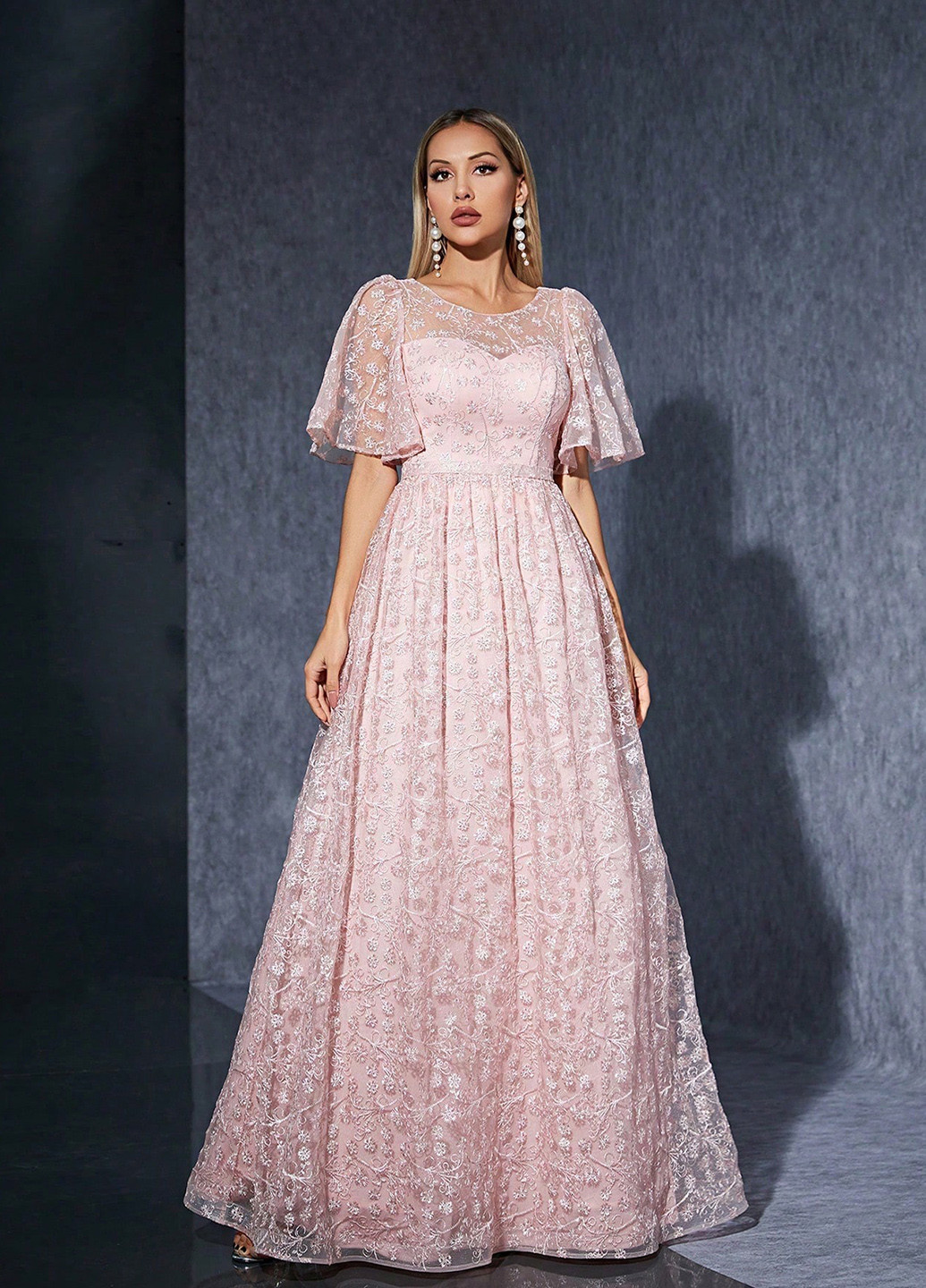 Рожева вечірня сукня а-силует SHEIN однотонна