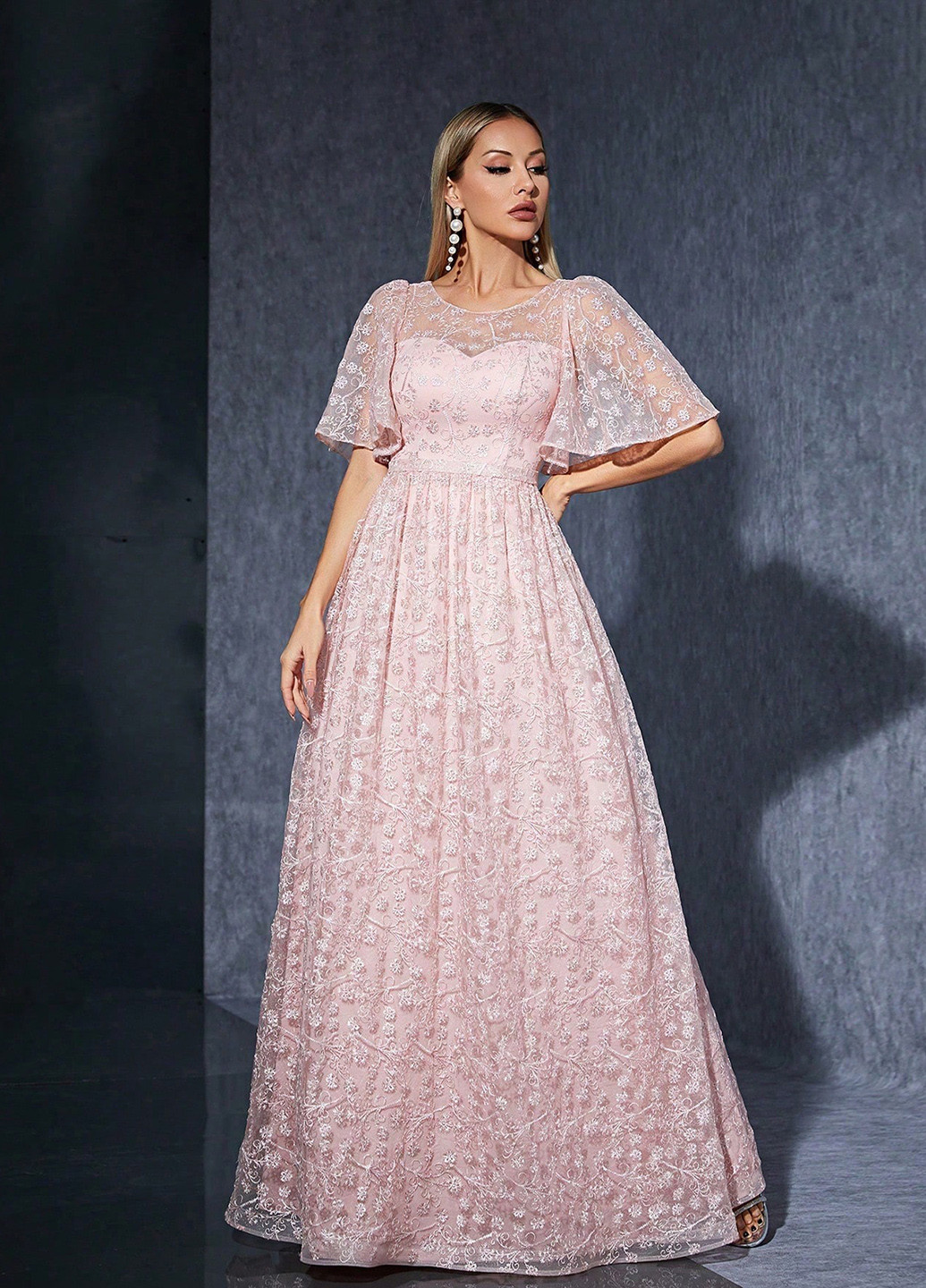 Рожева вечірня сукня а-силует SHEIN однотонна