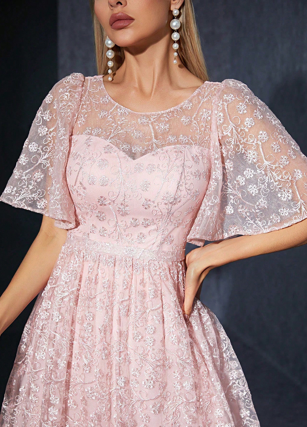 Рожева вечірня сукня а-силует SHEIN однотонна