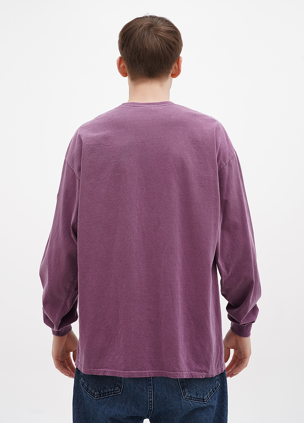 Лиловый демисезонный кэжуал лонгслив Gildan однотонный
