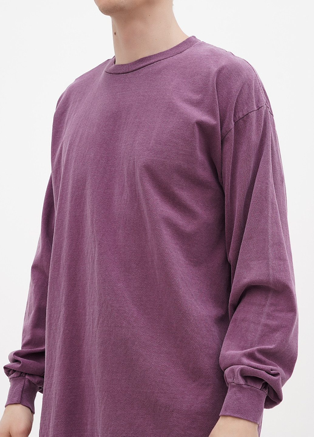 Лиловый демисезонный кэжуал лонгслив Gildan однотонный