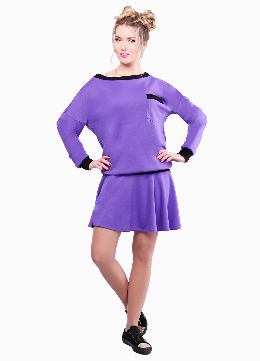 Фиолетовое кэжуал платье Alpama однотонное