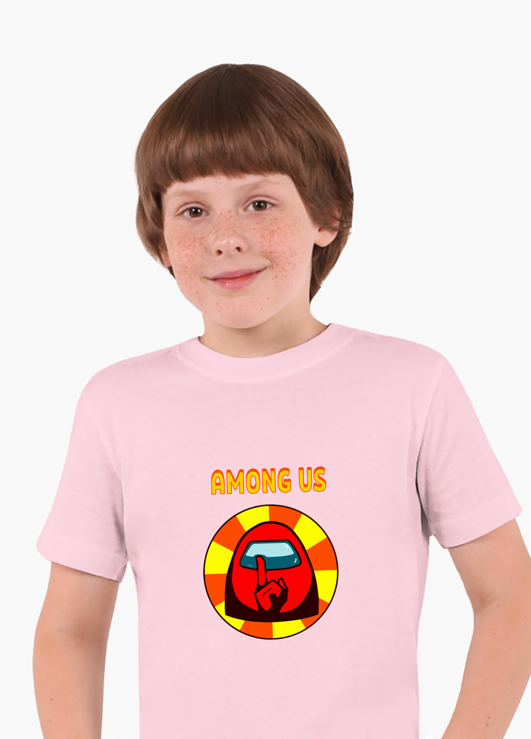 Розовая демисезонная футболка детская амонг ас красный (among us red)(9224-2412) MobiPrint