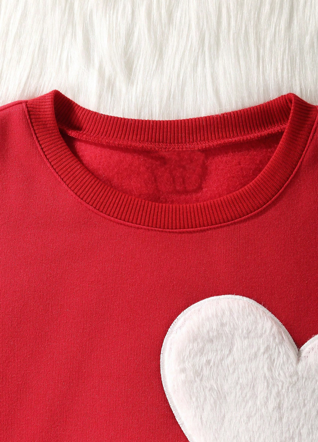 SHEIN світшот сердечка червоний кежуал поліестер