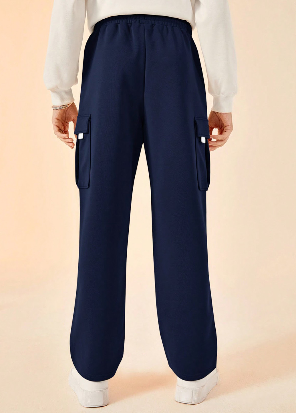 Темно-синие кэжуал демисезонные брюки карго SHEIN