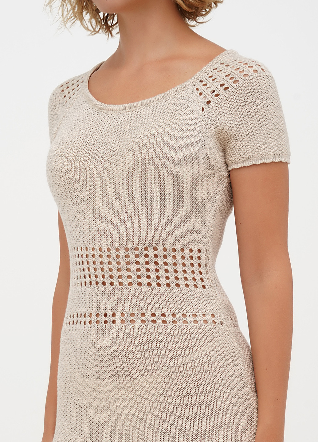 Светло-бежевое кэжуал платье силуэтная EQUILIBRI однотонное