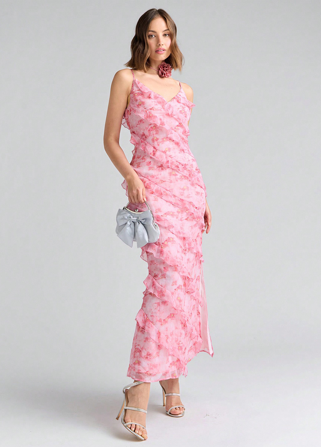 Розовое кэжуал платье платье-комбинация SHEIN с абстрактным узором