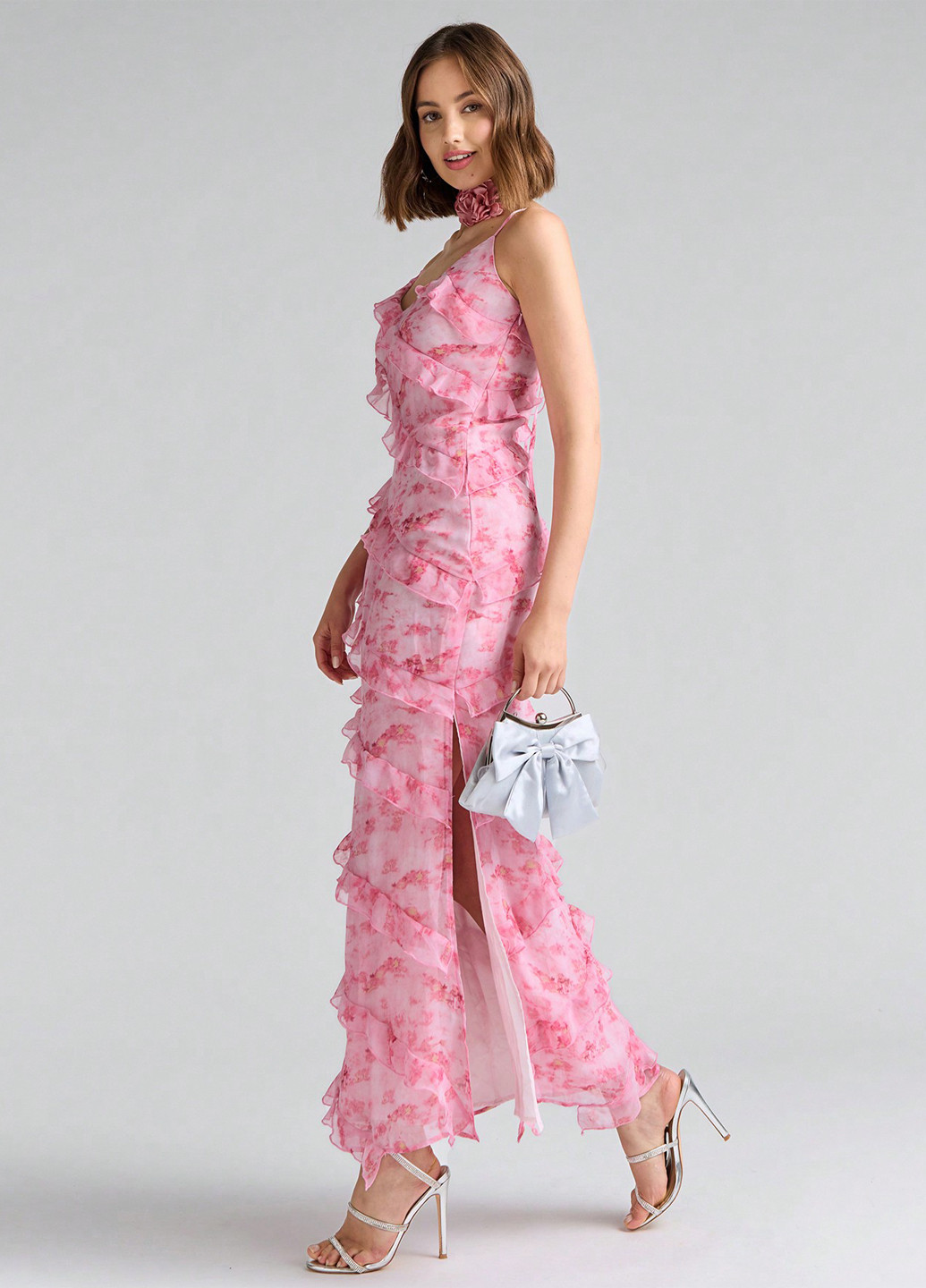 Розовое кэжуал платье платье-комбинация SHEIN с абстрактным узором