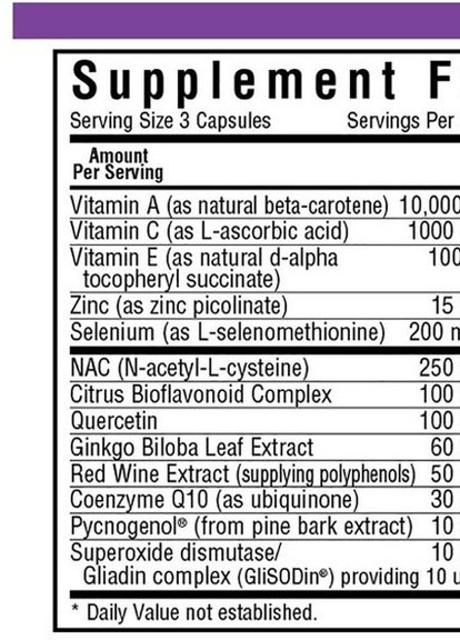Super Antioxidant Formula 30 Veg Caps BLB0324 Bluebonnet Nutrition (256379967)