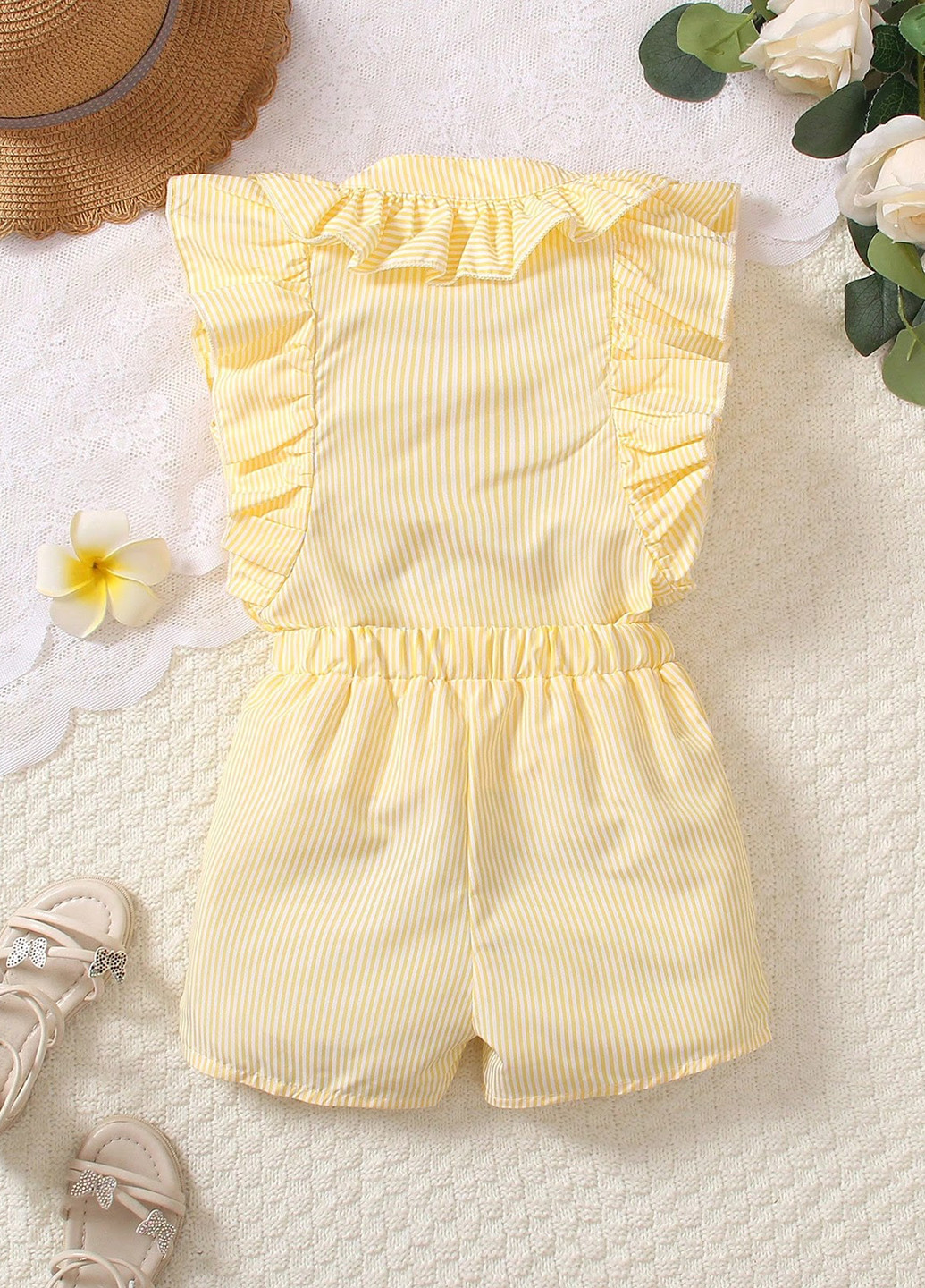 Жовтий літній костюм (блуза, шорти) SHEIN