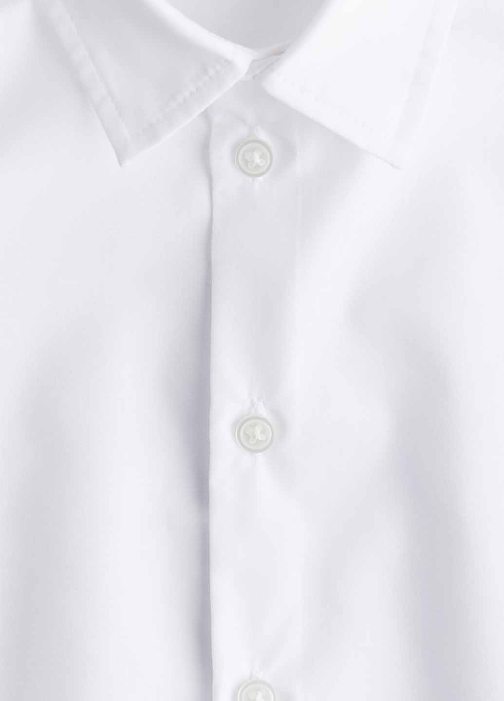 Белая праздничный, кэжуал рубашка однотонная H&M