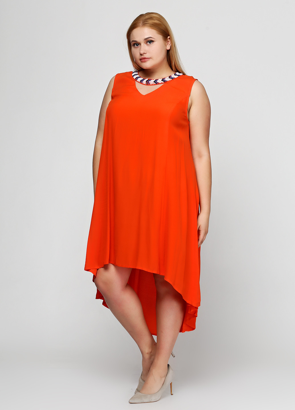 Оранжевое кэжуал платье Ellos однотонное