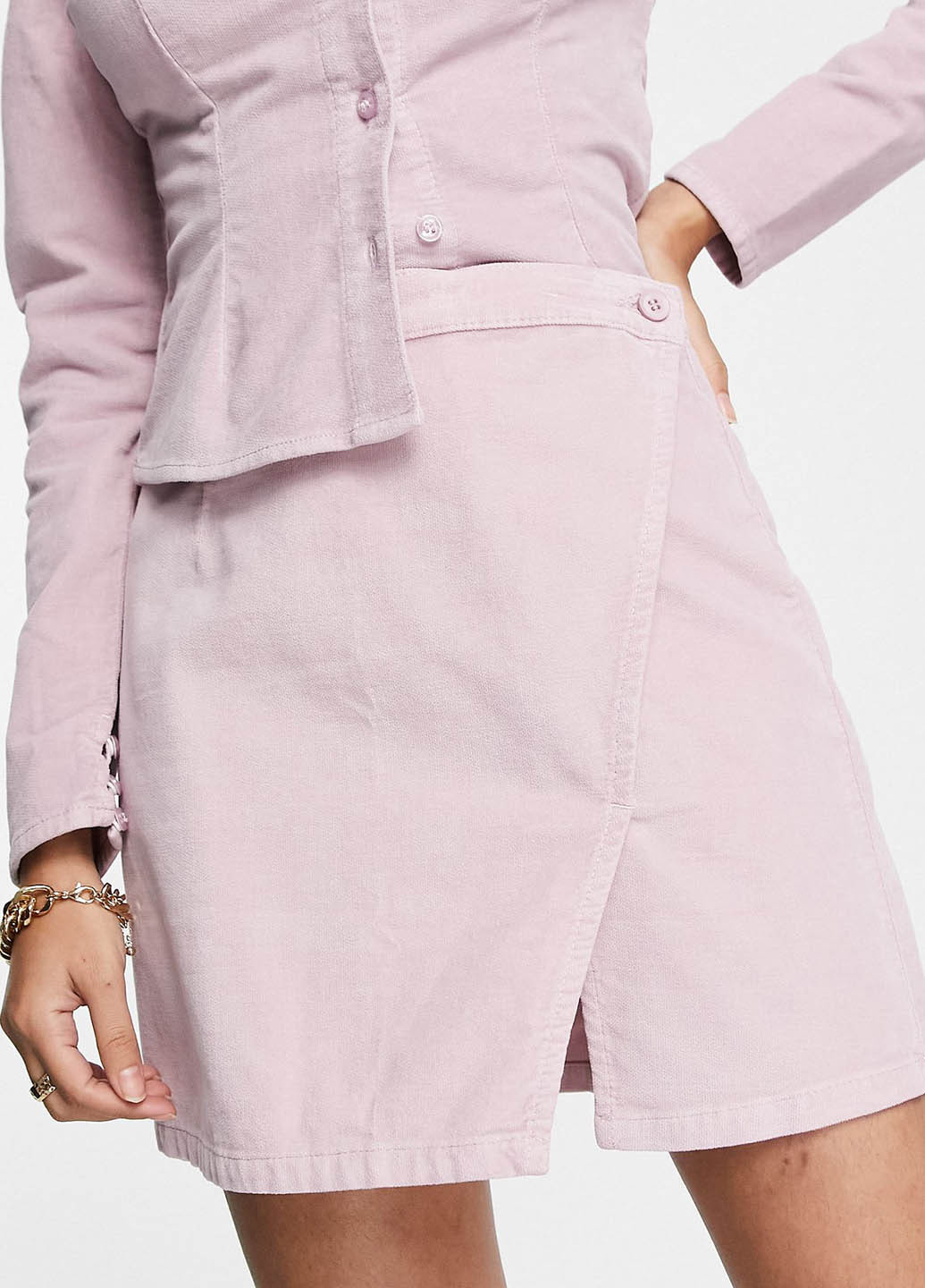 Светло-розовая кэжуал однотонная юбка Asos на запах