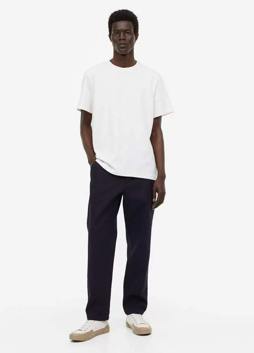 Темно-синие кэжуал, классические демисезонные прямые брюки H&M