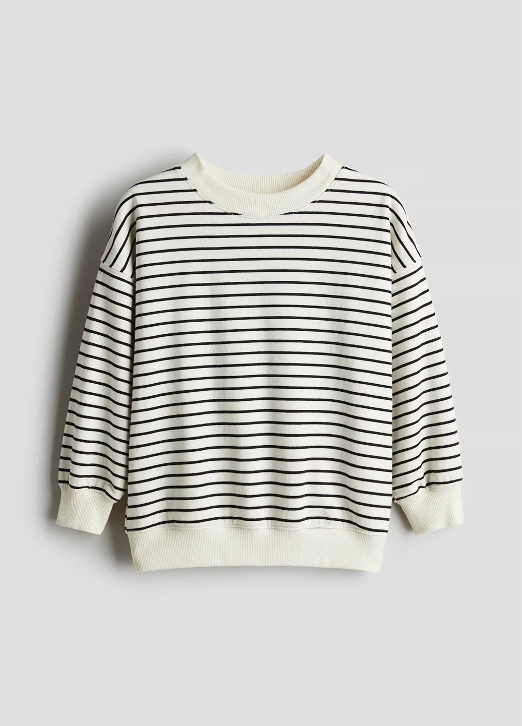 H&M свитшот полоска кремовый кэжуал хлопок