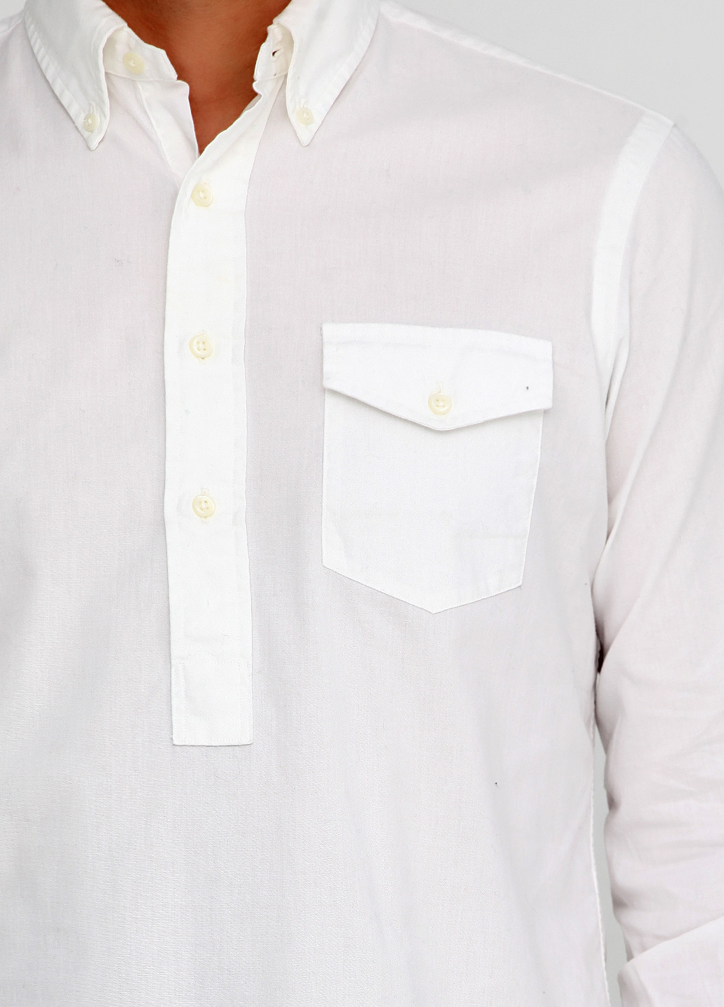 Белая кэжуал рубашка однотонная Ralph Lauren с длинным рукавом