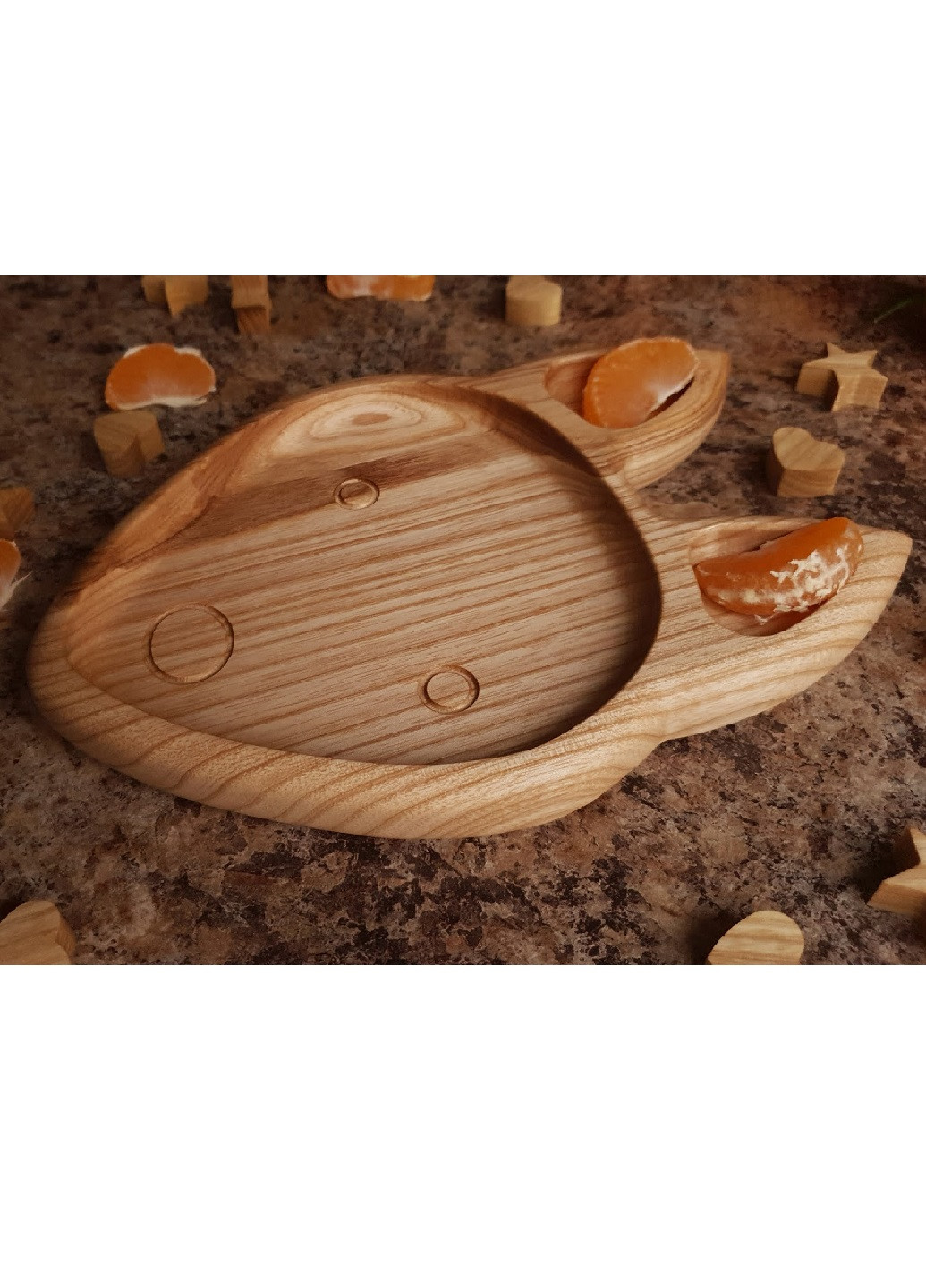 Дерев'яна дитяча тарілка посуд ручної роботи Лисичка 175х170х20 мм (77288-Нов) Francesco Marconi (250066126)