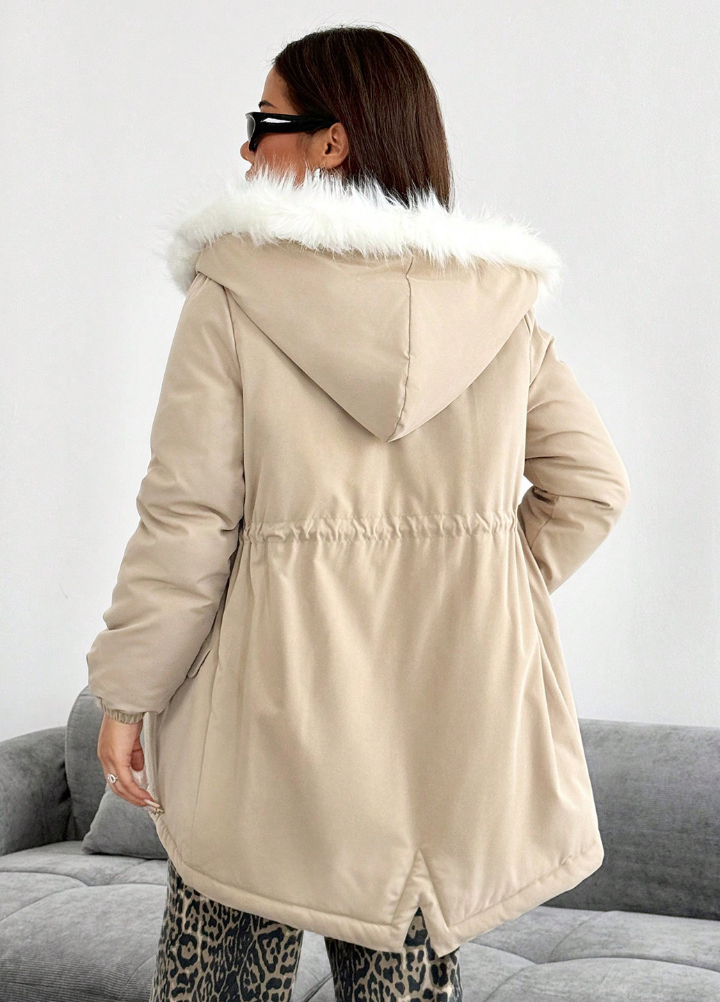 Кремовая зимняя куртка SHEIN