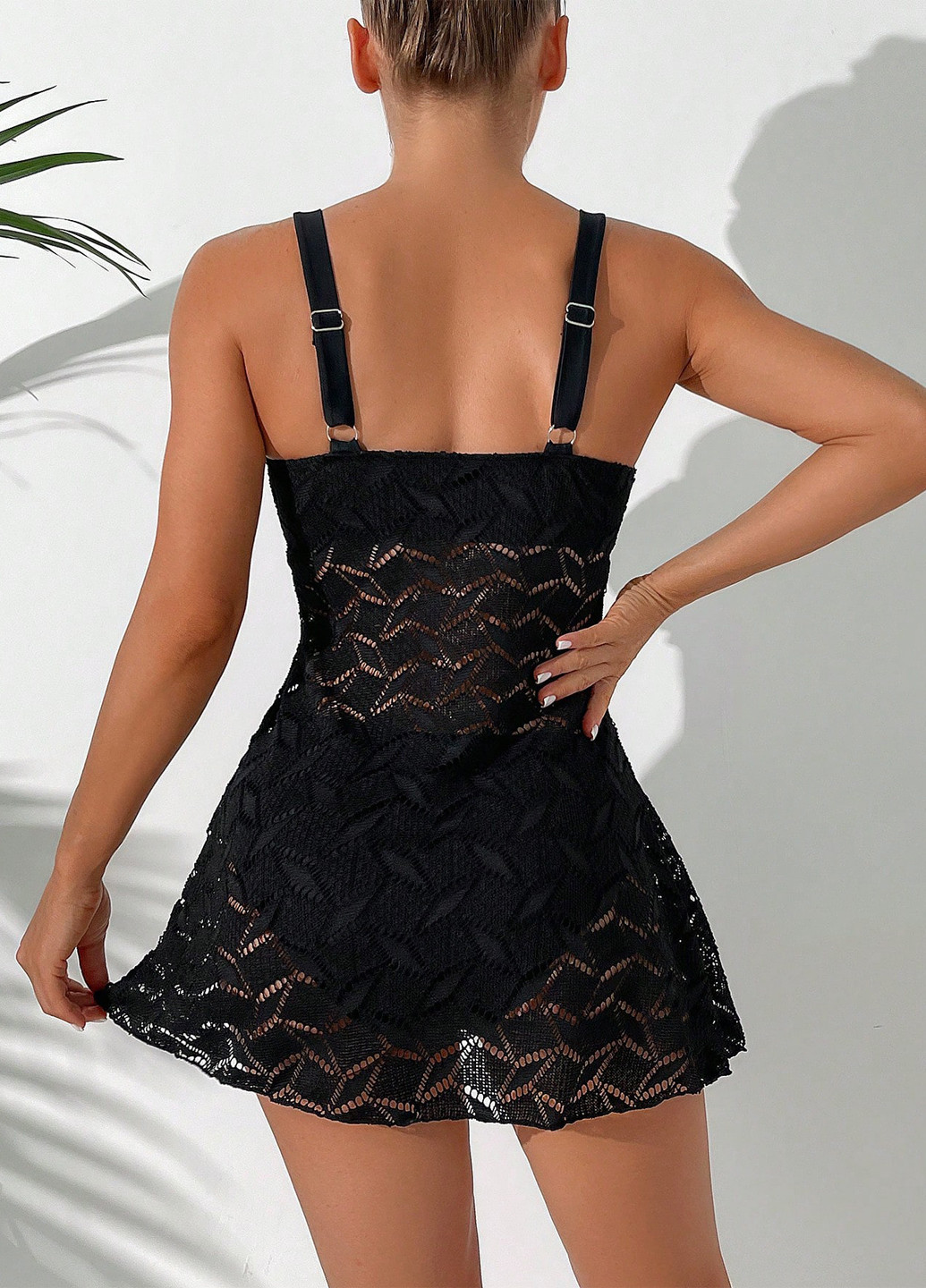 Чорний літній купальник (сукня, трусики) купальник-сукня, роздільний SHEIN