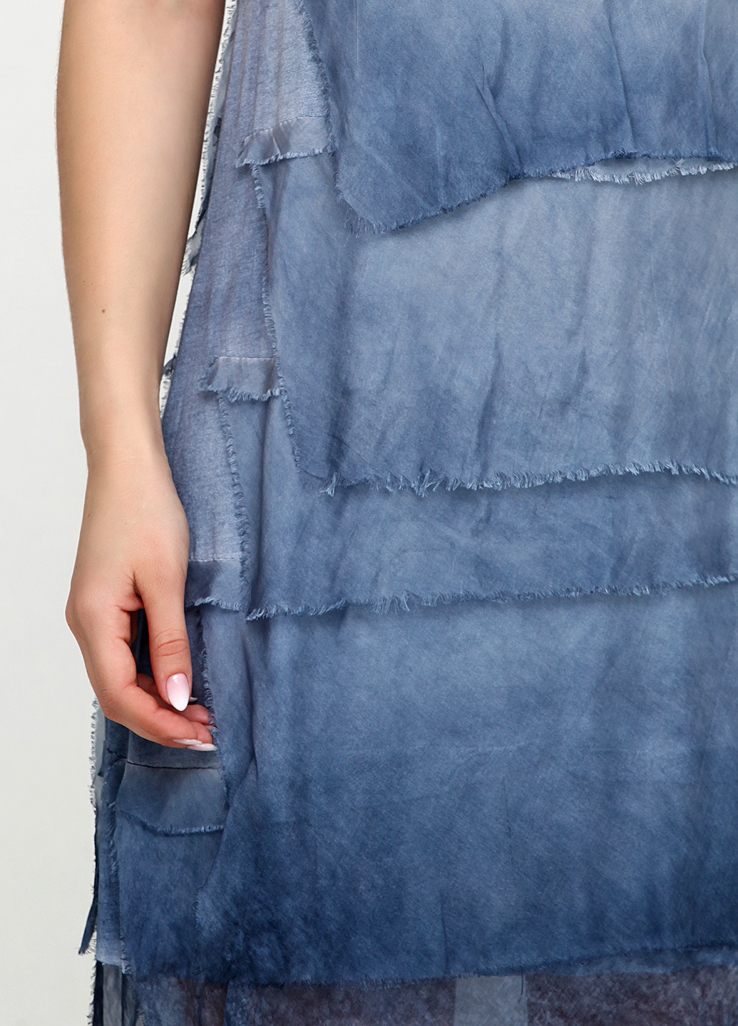 Синее кэжуал платье а-силуэт Made in Italy градиентное ("омбре")