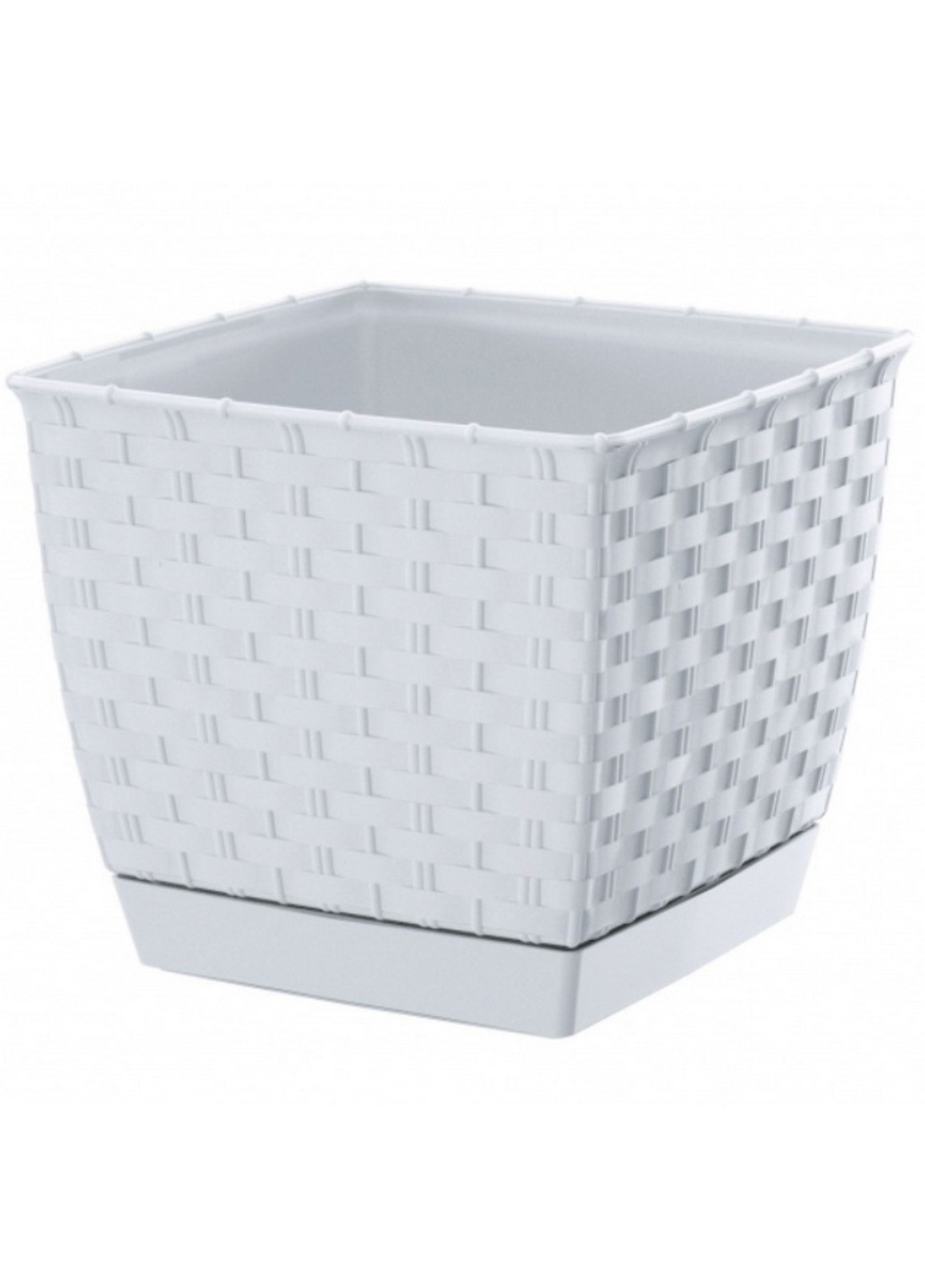 Горщик для квітів RATOLLA 145мм квадр. з підставкою білий (70768-449) Prosperplast (221634779)