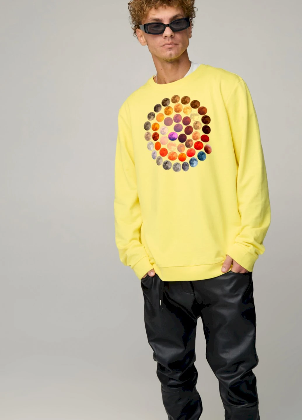 Желтый світшот чоловічий oversize /no flis/ YAPPI рисунок (254557741)