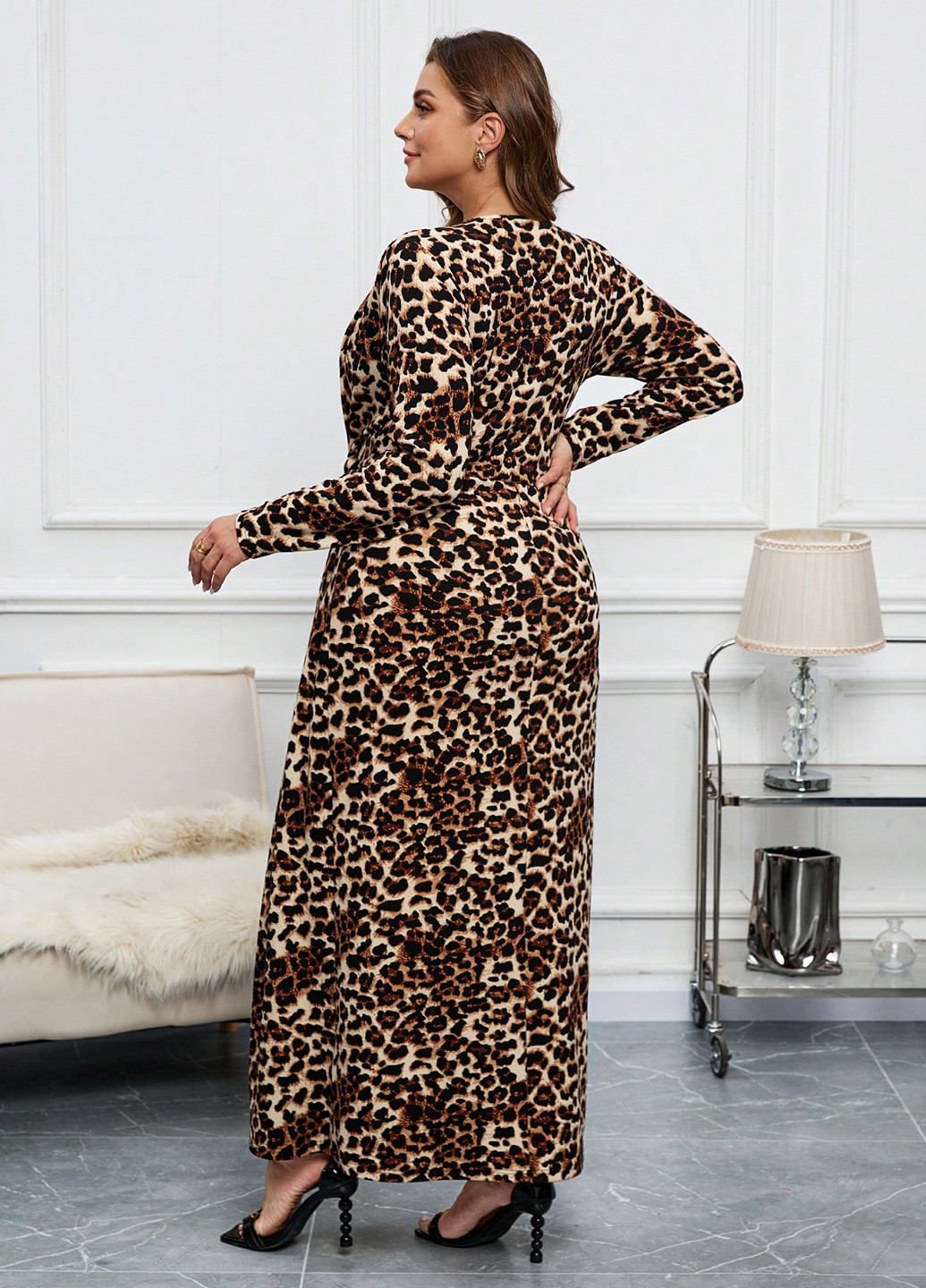 Коричневое кэжуал платье SHEIN леопардовый