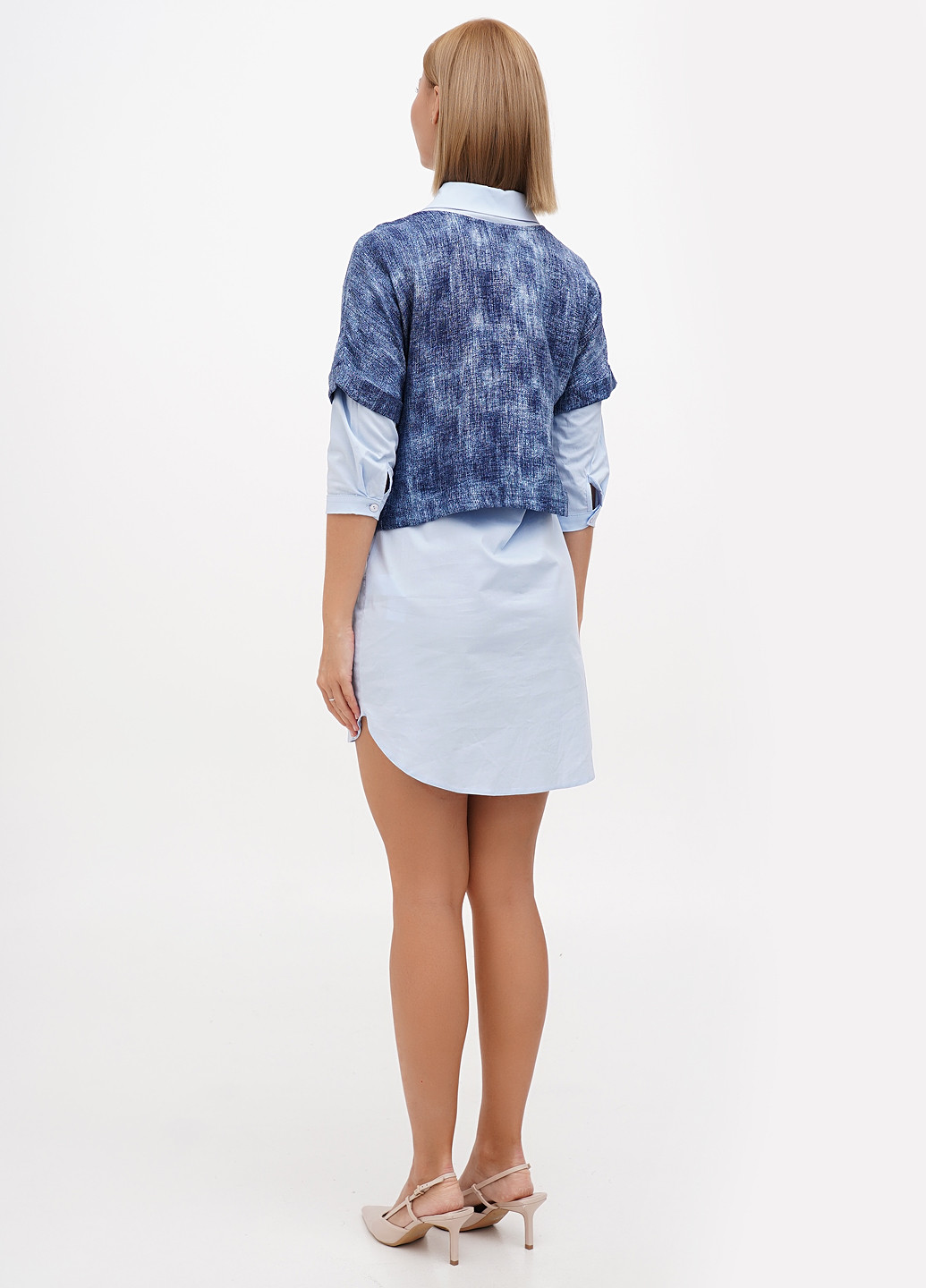 Светло-голубой демисезонный комплект (платье, блуза) Sassofono Club