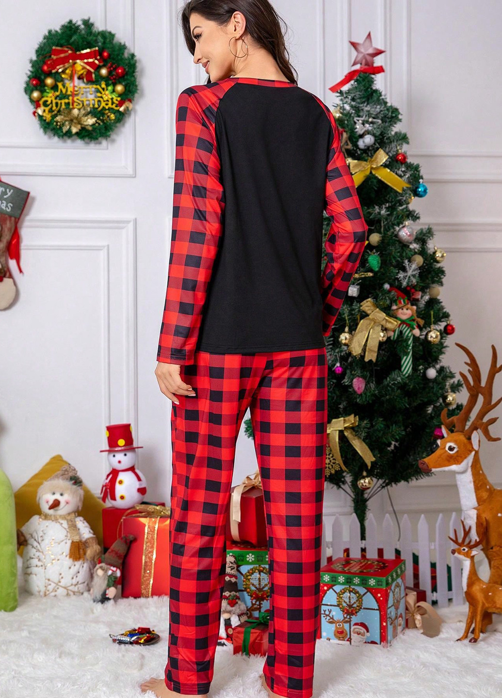 Комбінована зимня піжама (лонгслів, штани) SHEIN