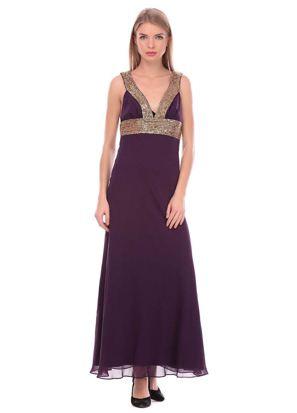 Фиолетовое вечернее платье макси Laura Scott однотонное