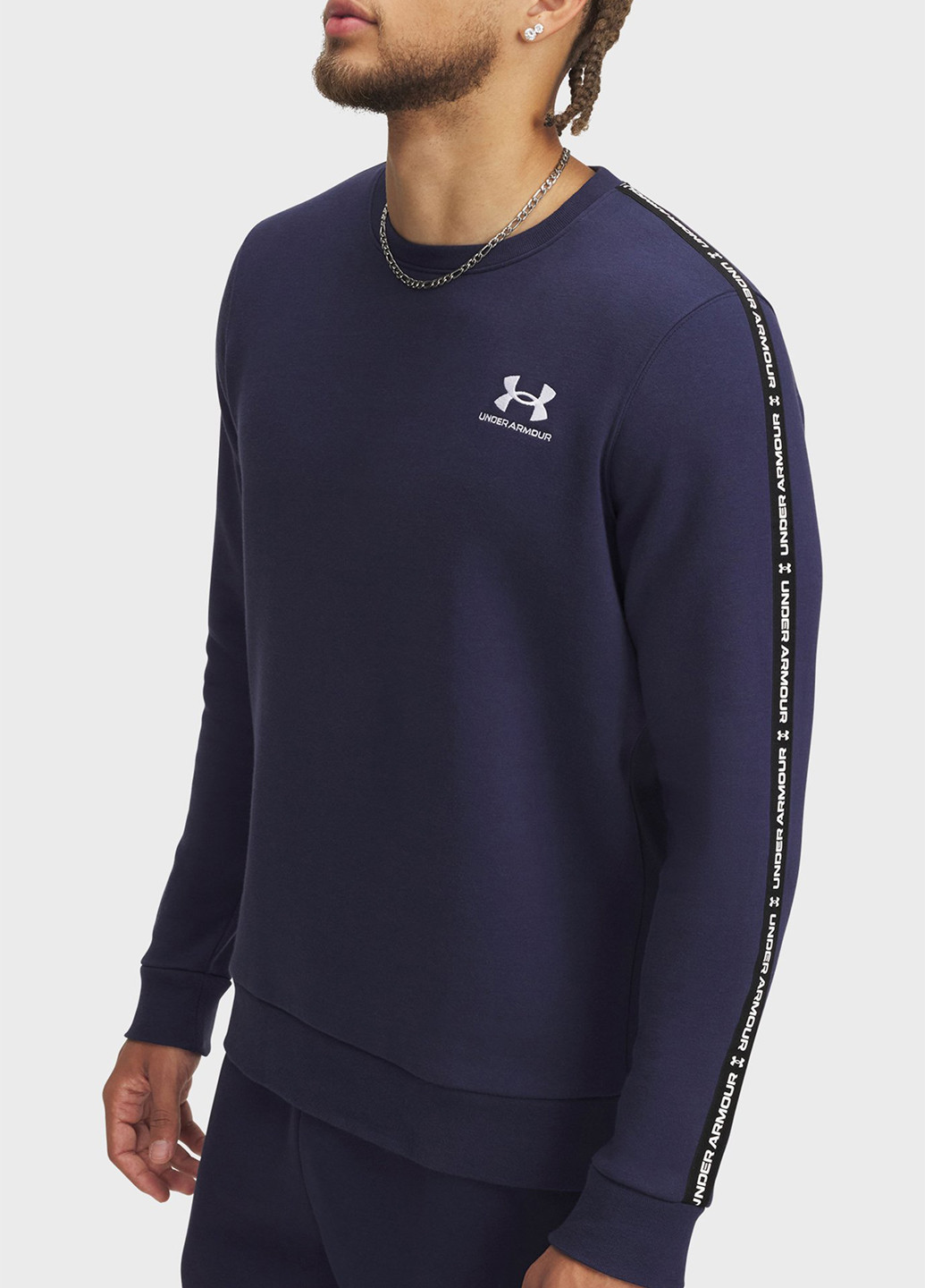 Темно-синий свитшот Under Armour однотонный вышивка, лампасы (332364835)