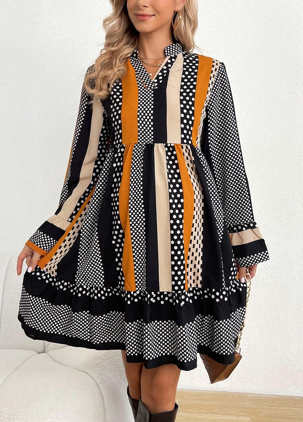 Комбінована кежуал сукня для вагітних кльош SHEIN в смужку