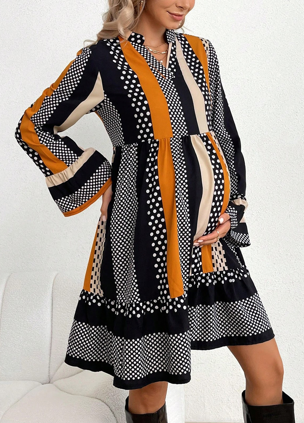 Комбінована кежуал сукня для вагітних кльош SHEIN в смужку